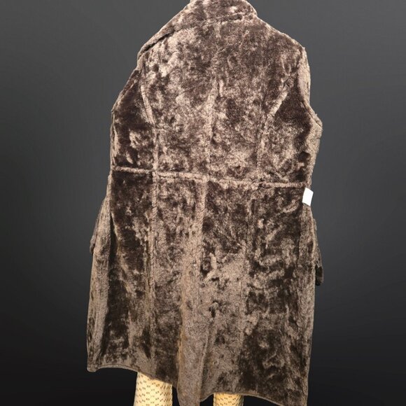 Y2K Penny Lane Coat Size l Boho Brown Faux Suede Brown Faux Fur 3/4 Length - Picture 9 of 11